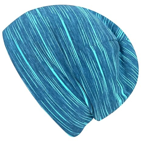 Wollhuhn Jungen/Mädchen Shorties Beanie/Beanie-Mütze/Kinder-Mütze Bequem Viele Motive Jersey Zweilagig Gefüttert Übergangszeiten (Öko-Stoffe/Bio) 2024202401 (Shorty Lines Petrol/Türkis, L)