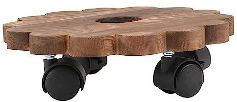 SEWOART Bandeja De Madera Maciza Para Macetas Con Ruedas 7.87 Pulgadas Soporte Móvil Para Plantas Interiores Y Exteriores Plataforma Rodante Para Jardín Y Bonsáis