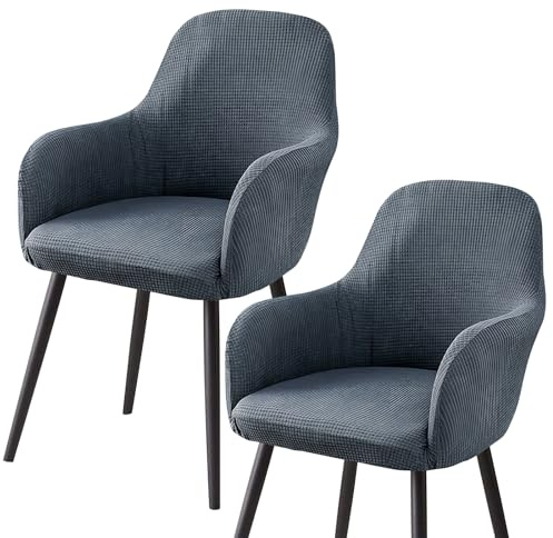 Stuhlhussen mit Armlehne Samt, Sessel Schonbezug MaisköRner, Elastischer Stuhlbezug, Stuhlhussen Bezüge Universal, Bezug Stuhl Abnehmbare für Esszimmer Wohnzimmer Hochzeit Deko (2Pcs Dunkelgrau)