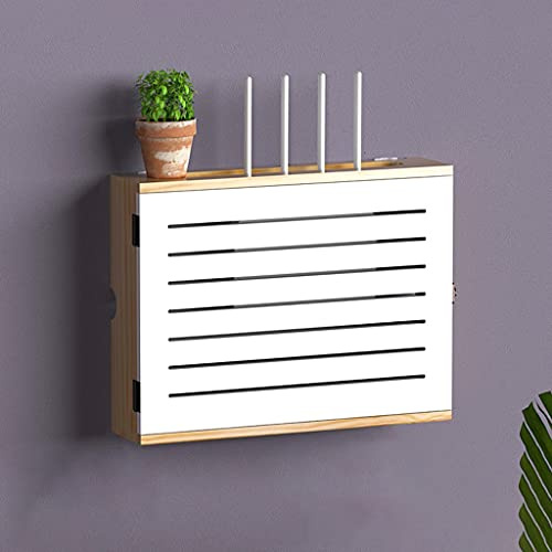 Estante inalámbrico WiFi con caja organizadora de cables para protector de regleta de alimentación montado en la pared y caja de oclusión de enchufe de TV