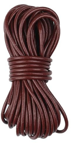 2mm×5m Cuerda Cuero para Manualidades de Piel Redonda Cuero para Manualidades,Cordon para Colgante,Genuino Colgante Pulseras para Bisuteria DIY,Cordon de Vaca-Marrón