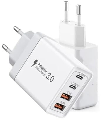 Chargeur 4 en 1, 2X Port USB + 2X Port USB-C, 40W