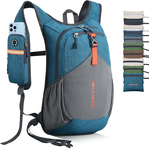 BECOJADDE 20L Wanderrucksack Herren Kleiner Rucksack Damen Leichter Daypack Tagesrucksack Faltbarer Trekkingrucksack für Camping Outdoor Wandern Travel, Türkis