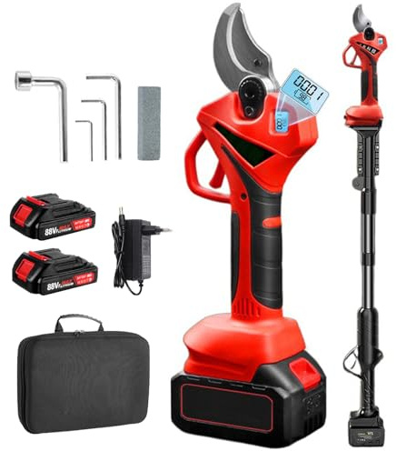 XoTiq Forbici elettriche, Forbici elettriche Professionali con Diametro di Taglio di 40 mm, Batteria al Litio Ricaricabile da 2Ah e Asta di prolunga ad Alta Portata da 7 Piedi, potatore a Batteria