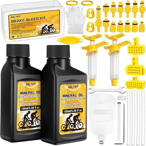 BBLTIFF 36 Piezas Kit Purgado Frenos para Shimano Gama de Frenos de Disco Hidráulicos, Kit Purgado Frenos de Disco Hidráulicos con 300 ML el Líquido de Frenos Mineral de Alto Rendimiento