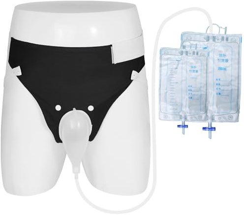 Nabelbruchpflaster Bauchpflaster Katheterfreier Tragbarer Urinbeutel für die älterenr Männer, älterer Mensch Inkontinenz-Unterhose Alternative (1000 ml*1 + 2000 ml*1), Schwarz