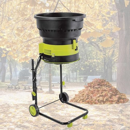 Electric Garden Leaf Mulcher Shredder, Bladeless Design with 2500W Brushless Motor, 17:1 Shredding Ratio for Wood & Debris, Includes Collection Box & 20m Power Cord, Portable with Wheels