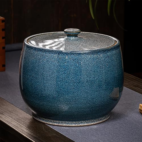 Distributeur De Riz, Contenant À Céréales En Céramique, Seau À Riz En Céramique, Grand Pot À Riz En Céramique Avec Couvercle Contenant De Stockage Alimentaire Pour La Maison, Pour Farine, Riz(Blue,5kg