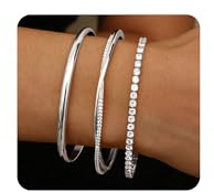 YADOCA 3 stycken armring guld armband kvinnor guld armband, 14K guld rostfritt stål armringar guld tennisarmband kvinnor, silver armring kvinnor, Alla hjärtans dag för henne kvinnor, Koppar