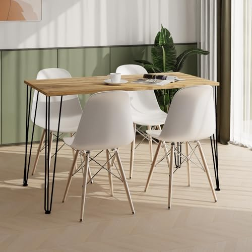 AKKE Esstisch Küchentisch - Tisch Für Küche Esszimmer - 100x60 - Höhe 73 cm - Schwarze Tischbeine aus Metall - Retro-Holz Hairpin