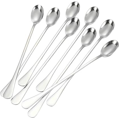 Cucharas De Latte 8 Piezas Cuchara De Agitación De Mango Largo De 20cm Acero Inoxidable Para Té Helado Cóctel Latte Macchiato Postre Adecuado Para Bar Hogar Uso En Fiestas
