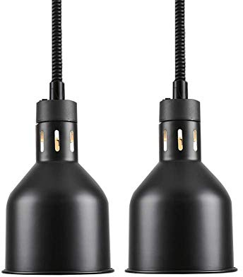KLYDBMYT Lampe chauffante pour Aliments, Maintien au Chaud pour Les fêtes, Lampe chauffante Commerciale sur Pied, Chauffe-Plats en métal, équipement de Restaurant, Lot de 2, Noir