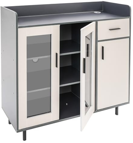 Sightlife Metallschrank Aufbewahrungsschrank Metall kommode Sideboard Küchenschrank Balkonschrank Beistellschrank Gartenschrank Aktenschrank Flurschrank Verstellbarer Einlegeboden 40T x 80B x 76H cm