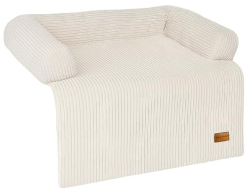 By Cee Cee Original Hundedecke Sofa – Hundedecke Sofa - Hundekorb - Premium - Komplett Zippbar - Rippenstoff - Beige (Größe M)