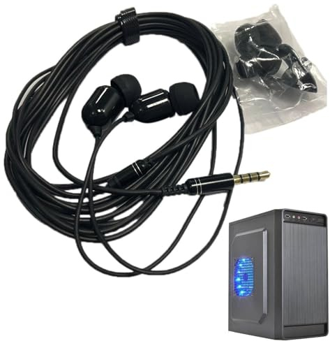Auricolare cablato da 3 metri – Cancellazione del rumore del suono Hifi, microvocale chiaro, cavo esteso per studio, karaoke, registrazione su computer | Silicone morbido nell'orecchio per un comfort
