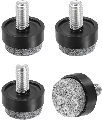 sourcing map 4 Pcs Adjustable Furniture Leg Levelers, M6x20x12mm Threaded Screw-in Leveling Feet Pad Floor Protector for Tables Cabinets Chairs Sofa Outdoor Furniture Feet, Black