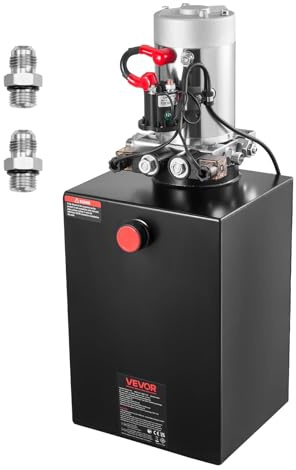 VEVOR Pompa Idraulica per Sollevatore Rimorchio Centralina Idraulica Azione Doppia 2600 giri/min Flusso 3,4L/min, Pompa per Rimorchio Piattaforma con Serbatoio d'Olio in Metallo da Officina