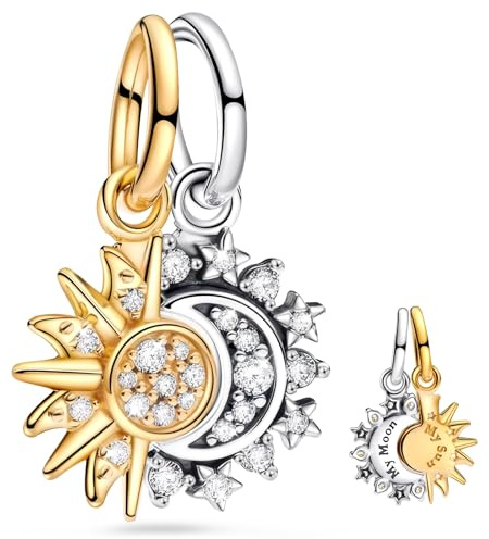 Ahokei Sonne Mond Ring Verstellbar, Silber 925 Charm Anhänger Sonne und Mond Ringe Gold für Paare Silber Ring Set, Teilbarer Charm Sun and Moon, Ringe für Paare Geschenk für Frauen