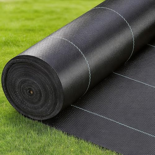 GUIVACI Malla Antihierbas 2 x 100M, T100g/m² – Tela antihierbas para jardín, Malla contra Malas Hierbas, protección para césped Artificial, Lona antimalezas, Anti-UV Tela de paisajismo y Drenaje