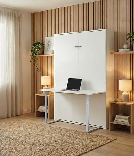 Vep Home Cama Abatible Vertical con Escritorio 90X190 Blanco