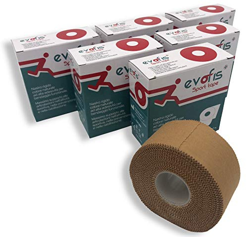Evofis Sport: Tape Sportivo Ideale per Bendaggio Funzionale. Dispositivo Medico Certificato. 6 Rotoli da 3,8 Centimetri x 10 Metri