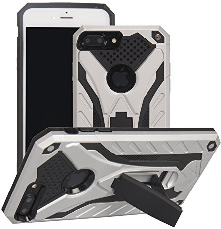 MILAN NICE Phone Case for iPhone 7 Plus/8 Plus Heavy Duty Protective Hard Cover Shockproof Certified with Drop Tested with Smartphone Kickstand (Silver)
