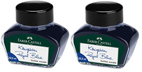 Faber-Castell Tintenglas für Schreibgeräte (2X Königsblau, Tintenfass 62,5 ml)