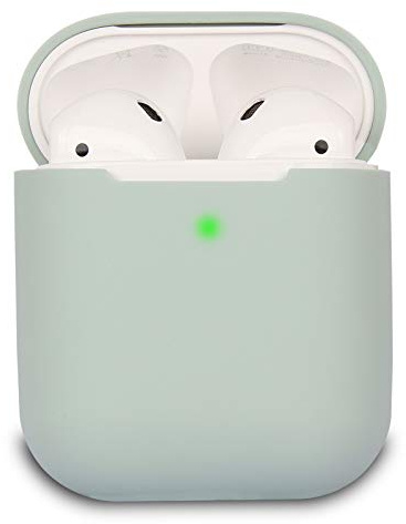 KOKOKA Schutzhülle Hülle Kompatibel mit AirPods 2, Silikon Schutzhülle Hülle für AirPods 2, LED an der Frontseite Sichtbar, Cloud Grey