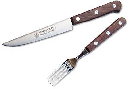 Marsvogel - Großes Brotzeitbesteck - Messer & Gabel - braune Holzgriffe