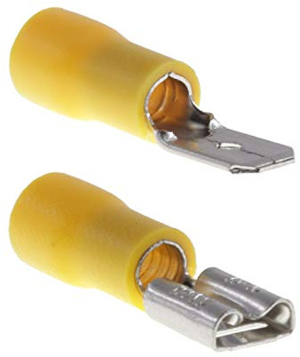 100-tlg Flachstecker & Hülsen 6,3mm Gelb Stecker Verbinder Kabelschuh 4.0-6.0 mm² Kabel