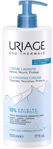 Uriage Cleansing Cream 500ml - Moisturizing Body Cleanser with Shea Butter - 2-in-1 Cleansing & Nourishing - Face, Body & Hair - 92% Natural Origin, Paraben & Soap-Free - Physiological pH