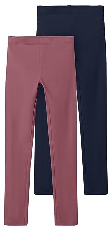 NAME IT Mädchen Nkfvivian 2p Noos Leggings, Deco Rose/Pack:packed With Dark Sapphire, 122-128 EU