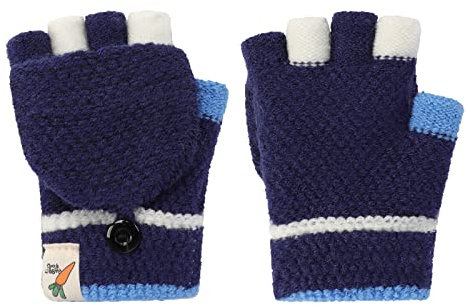 JINTN Kinder Halbfinger Handschuhe mit Flip Top Fausthandschuhe Strickhandschuhe Fünf Finger Fäustlinge Winterhandschuhe Gestrickte Fahrradhandschuhe