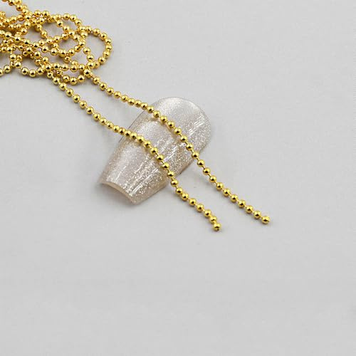 Cadena de bolas de acero con diamantes de imitación 3D de 100 cm, cadena de bolas de acero, adornos de uñas, adornos de uñas, tachuelas de arte de uñas para decoración de manicura y bricolaje, estilo