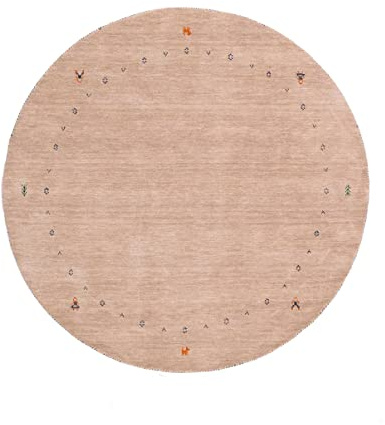 RUG PRINCE - Tappeto di lana Gabbeh Muti, tessuto a mano, tinta unita, rotondo, 200 x 200 cm, colore: beige