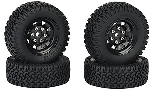 Jufjsfy 4 Pièces 1.55 Pneus de Jante de Roue en MéTal Verrouillage pour 1/10 TéLéCommandéE Voiture sur Axial Jr 90069 D90 CC01 LC70, 2