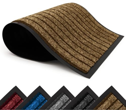Hafaa Door Mat Indoor & Outdoor Brown 60x90 cm Non Slip Washable Doormat Dirt Trapper Water Absorbent Rubber Mat Heavy Duty Floor Mats