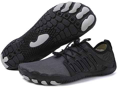 AONETIGER Vatten Skor Män Kvinnor Barefoot Vatten Sneakers Andas Lätt Torkning Snabb Barfota Trail Skor för Fitness Strand Segling Snorkel, 818 cm Svart, 46 EU