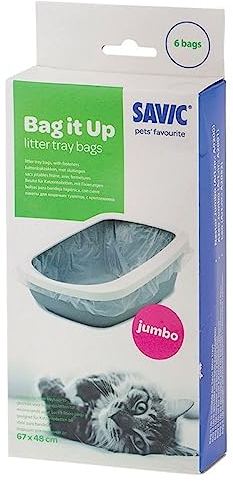 Savic 67x48 Beutel Die ideale Lösung für die Hygiene von Katzen und die Beseitigung von Gerüchen in Tabletts - hygienischer Wechsel des Katzenstreu - 1 Packung (1 x 6 Beutel)