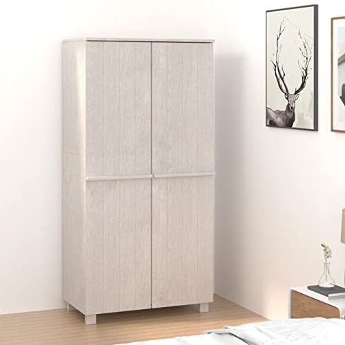 ZEYUAN Kleiderschrank, Schlafzimmerschrank, Kleiderschränke, Garderobenschrank, Ordnungssystem Kleiderschrank, Haushaltsschrank, Weiß 89x50x180 cm Massivholz Kiefer