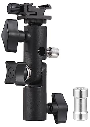 Andoer Camera Flash Mount Speedlite Swivel Bracket Flash Stand Bracket with Cold Shoe Mount 1/4 Inch & 3/8 Inch Screw Hole Umbrella Mount Holder Flash Light Accessories