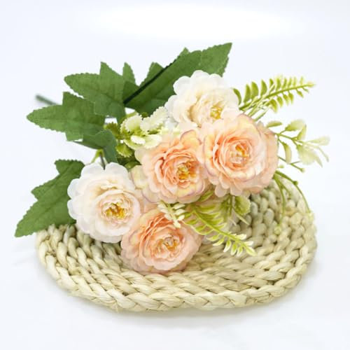 LVTFCO Schöne Pfingstrose, Rose, Gerbera, künstliche Blume, Familie, Hochzeit, Dekoration, Herbst, Weihnachten, DIY-Blumenstrauß, Pfingstrose, Champagner