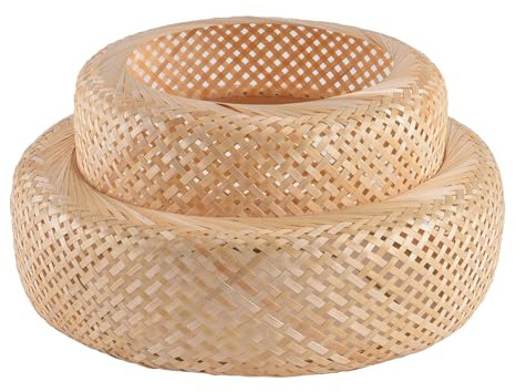 Teru Ji Kaikang 17.7 Bamboo Lamp Shade,Hand-Woven Bamboo Rattan Hanging Lamp Shade,for Dining Living Bedroom Kitchen Farmhouse 1-Pack
