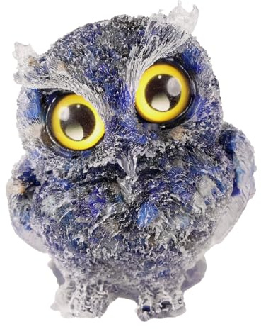 Nupuyai Lapislazuli Stein Eule Figur Deko groß Kristall Eulen Geschenke | Große Eule Figur 7,5 cm Edelstein Heilstein, Deko für Wohnen & Garten, Hexen Eule Vogel Statue, Geschenke für Frauen Männer