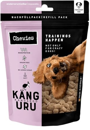 Chewies Trainingshappen - Monoprotein Snack für Hunde - 175g - getreidefrei & zuckerfrei - Softe Leckerlies fürs Hundetraining - hypoallergen (Känguru)