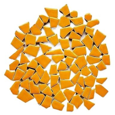 Diy-Mosaik-Kit 100 g (ca. 25–30 Stück) Polygon-Porzellan-Mosaikfliesen, 5 mm dick, Materialien for die Herstellung von Keramikfliesen und Mosaiken for Selbermachen Mosaik Kits (Color : Orange, Size