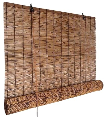 WOGTITYI Natur Bambus-Rollo DIY Bambusrollo 70% Lichtfilterung Bambusrollo Jalousien, Größe, Wetterfest Sonnenschutz Sichtschutz Rollo, Für Terrasse Balkon Veranda Pergola