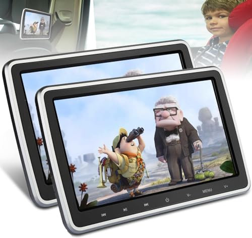 Monitor per Auto Poggiatesta Da 10,1 Pollici, Lettore Dvd per Auto per Bambini, Jack per Auricolari Stereo Da 3,5 Mm, Usb/sd/ir/fm Integrati,2PCS