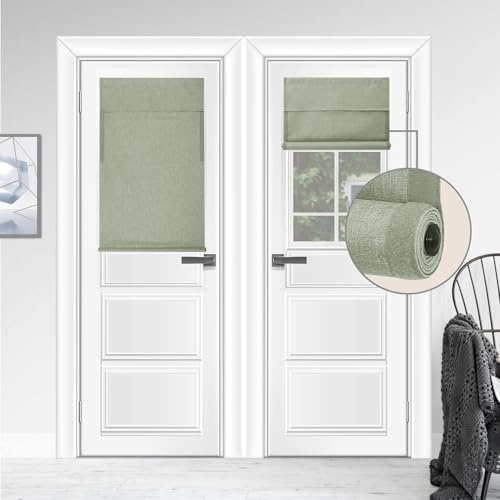 WDFour No Drill 100% Blackout French Door Roller Shade,1 Pack.