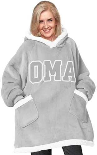 ZJZG OMA Hoodie Decke mit Ärmeln - Kuschelpullover als Geschenke für Frauen - Weich Warm Geburtstag Ruhestand Geschenke für Oma von Enkel